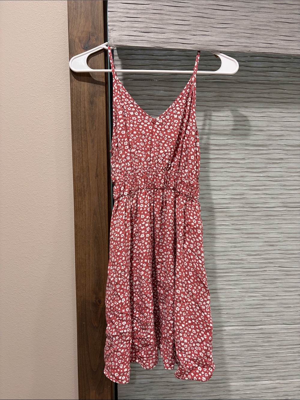 SHEIN Rust Floral Print Spaghetti Strap Mini Dress